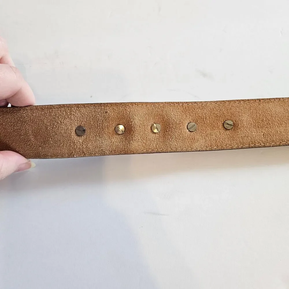 Justin Brown Odessa Star Leather Belt Men's 48‎ Vintage 90's Rodeo Western